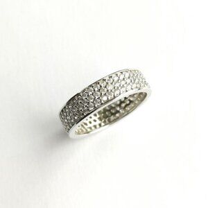 White Sapphire eternity band ring in Sterling Silver size 7